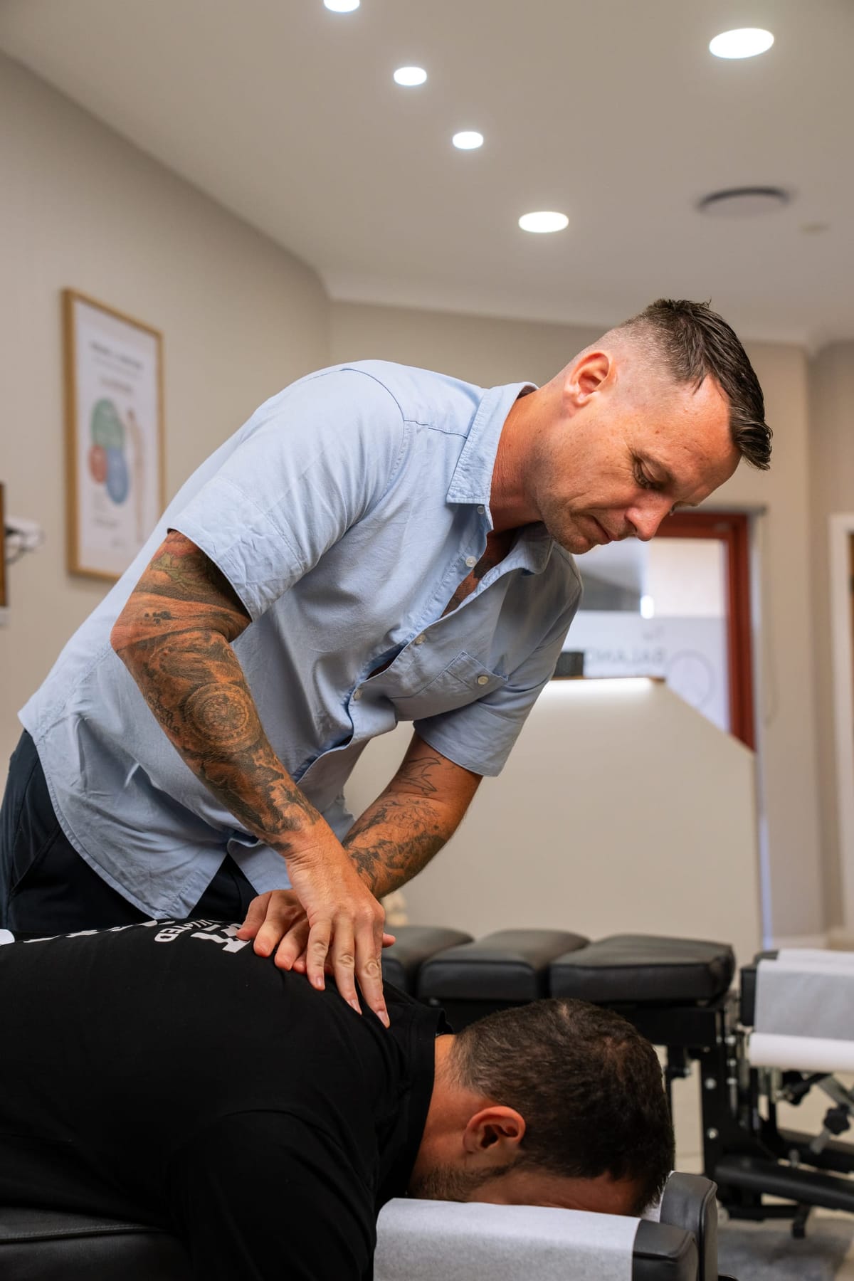 Dr David adjusting a patient at The Balanced Chiropractic Centre